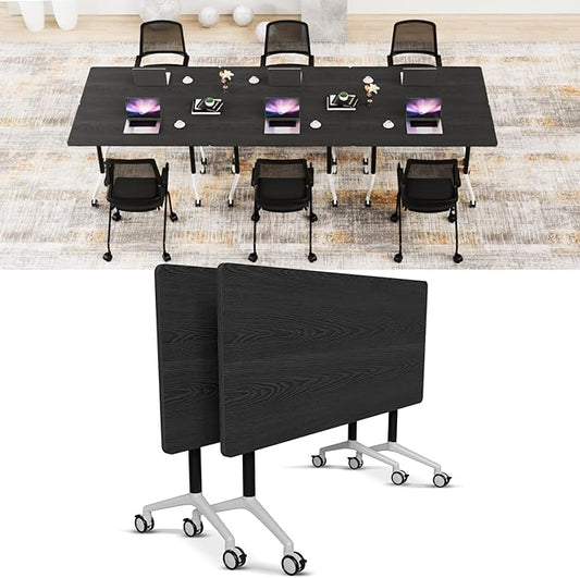 Conference Room Table with Flip-Top Design for Dynamic Meetings, Business Table Computer Desk with Heavy-Duty Frame,Foldable Seminar Meeting Tables for Home Office (2, F, 47.2IN)
