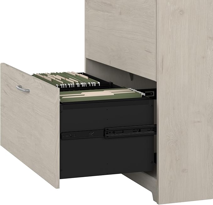 Bush Furniture Cabot 2 Drawer Lateral File Cabinet in Linen White Oak, Home Office Chest for Letter, Legal, and A4-Size Document Storage