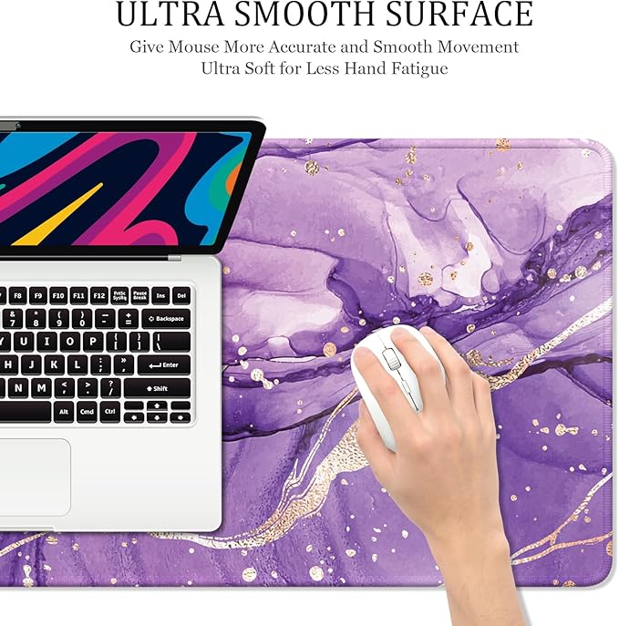 Desk Mat, 32" x 16" XXL Extended Large Gaming Mouse Pad, Desktop Decor Desk Pad, Cute Men Women Office Supplies and Accessories, XL Mouse Mat for Laptop & Keyboard, Purple Marble