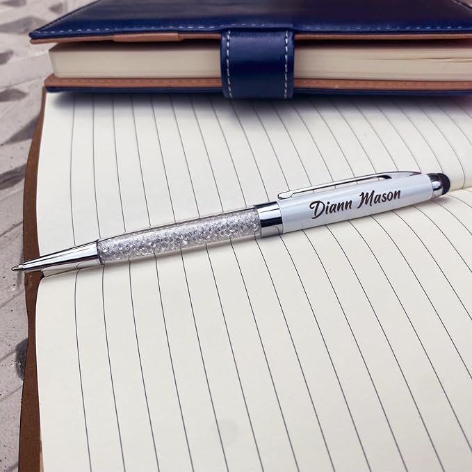 Personalized Ballpoint Pens, Quality Metal Crystal Pens - Custom your Name or Message, Wiht 10 Black Ink Refills Stylus pens Gift for Office, Anniversaries, Graduations, Birthdays 12pcs/Pack