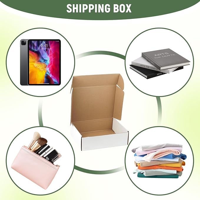 25 Pack 10"x8"x3" inch Small Shipping Boxes White Corrugated Cardboard Box for Small Business, Mailer, Shipping, and Packing
