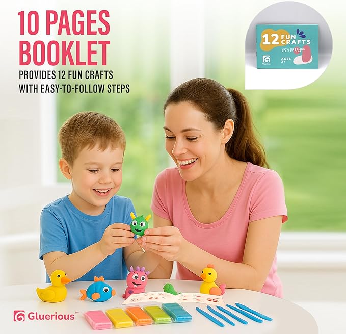 Air Dry Clay for Kids & Adults - Magic Modeling Clay Kit: 50 Vibrant Colors, 100 Googly Eyes, Soft & Safe Material - Creative Fun Arts and Crafts Set