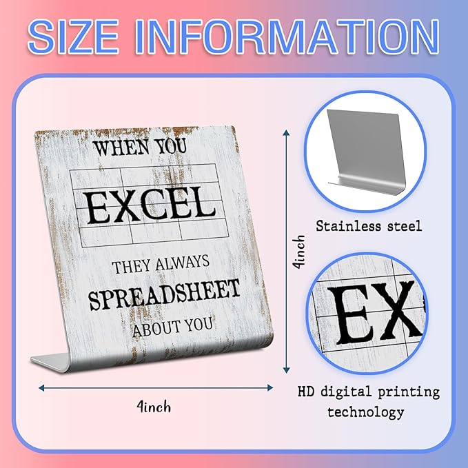 When You Excel Sign Definition Accountant Gift for Women Men, Rustic Office Humor, Funny Inspirational Home Decoration for Coworkers XUV85