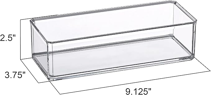 Amazing Abby - Glamour - 2-Pack Acrylic 1-Compartment Makeup Organizer, Transparent Plastic Lipstick Holder, Perfect Bathroom Vanity Storage Solution for Lipsticks, Nail Polishes, and More