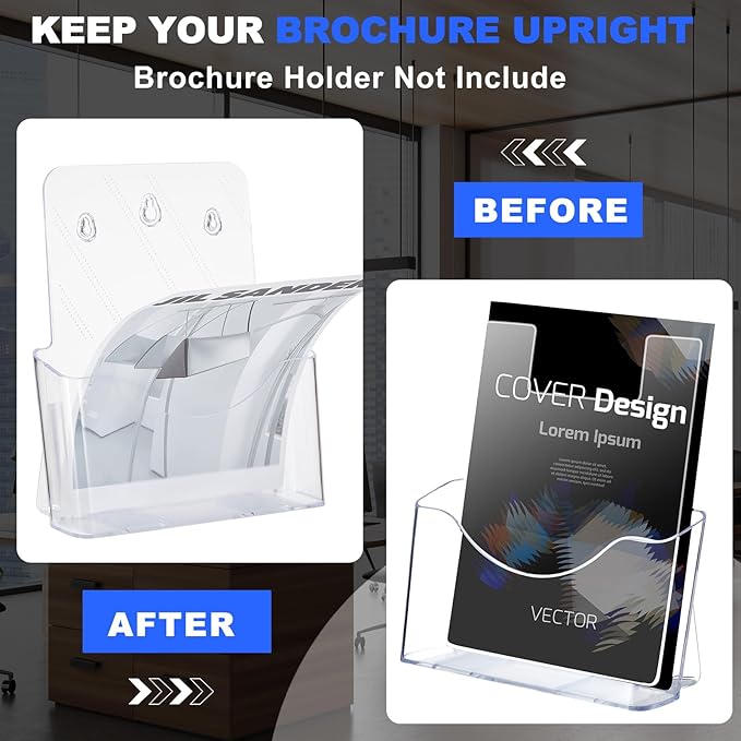 8'' x 10'' Clear Acrylic Literature Shield for 8. 5'' x 11'' Brochure Magazine Holders Clear Brochure Holders Shield to Keep Papers from Falling Forward for Marketing Store Shopping Office(6 Pcs)