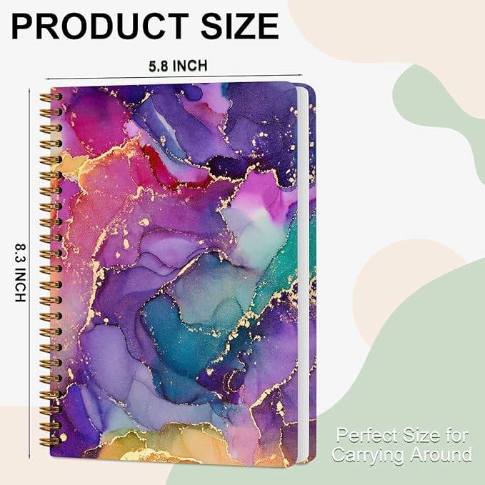 CFGBFDGH 2Pcs Abstract Art Covering Spiral Notebooks for Work, A5 Hardcover Notebook Journal for Women, 8.3x5.8inch 160 Pages College Ruled Notebook Travel Journal for Writing Office Note Taking