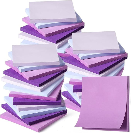 Thenshop 36 Pads Sticky Notes 3''x3'', Self Stick Notes Pads Office Supplies, 50 Sheets/pad Colored Aesthetic Sticky Accessories Home, Office, Notebook(Purple)