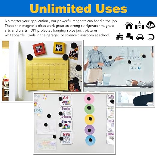 LOVIMAG Neodymium Disc Magnets - 20 Pack Small Strong Heavy Duty, Black Adhesive Magnets for Fridge, Craft, Whiteboard, Office, Scientific & DIY - 0.98 in x 0.08 in