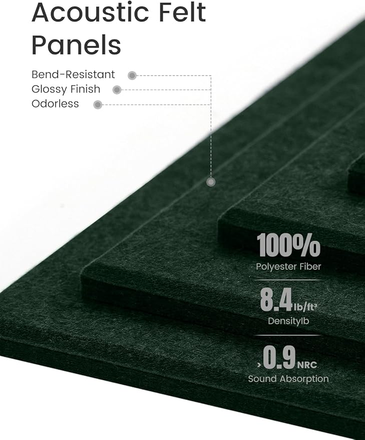 Bumusty Large Felt Bulletin Board 48" x 36" Cork Board Alternative-12 Pack with 70 Safe Removable Adhesive Tabs, Cork Boards for Walls Cork Board for Home Office Classroom Pin Board (Aurora Green)