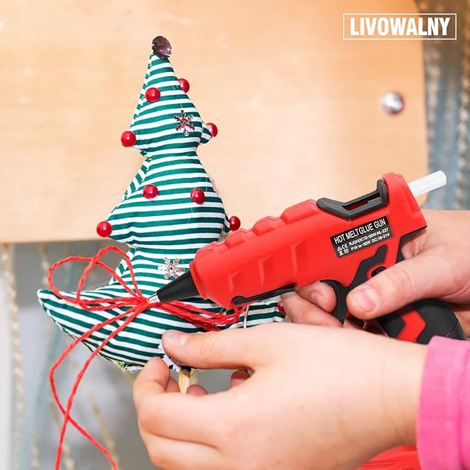 LIVOWALNY Cordless Hot Glue Gun Compatible with Milwaukee 18V Battery, Hot Glue Gun Kit for 18v Tools in Crafting, Wood, PVC, Glass with 30 Pcs 0.27 * 5.9 inch Hot Glue Sticks (Battery Not Included)