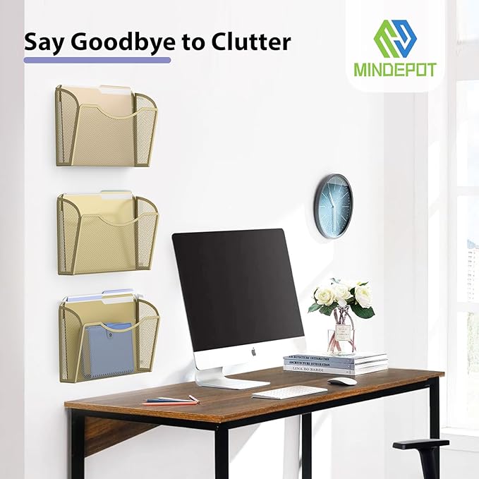 Wall File Organizer,Hanging Wall Mounted File Folder Binder Holder Mail Organizer for Office,Home and School Supplies