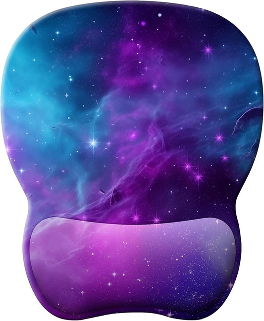 Mouse Pad Wrist Support | Ergonomic Gel Mouse Pad with Wrist Rest | Comfortable Computer Mouse Pad for Laptop | Pain Relief Mousepad with Non-Slip PU Base | Galaxy Nebula Universe Space Mouse pad
