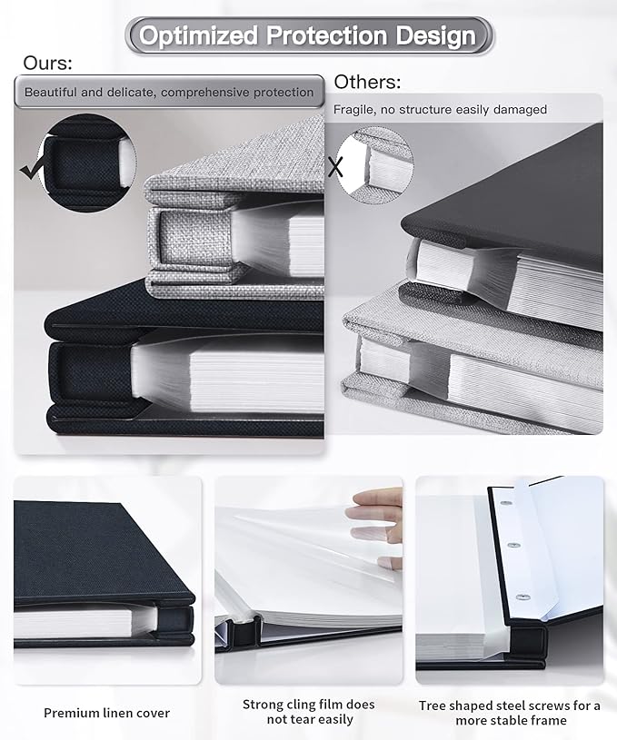 Popotop Photo Album Self Adhesive Scrapbook Album for 4x6 5x7 8x10 Pictures DIY Photo Book as Scrapbooking Supplies Kits, Birthday Gifts for Women Mom Wedding Baby Family Travel