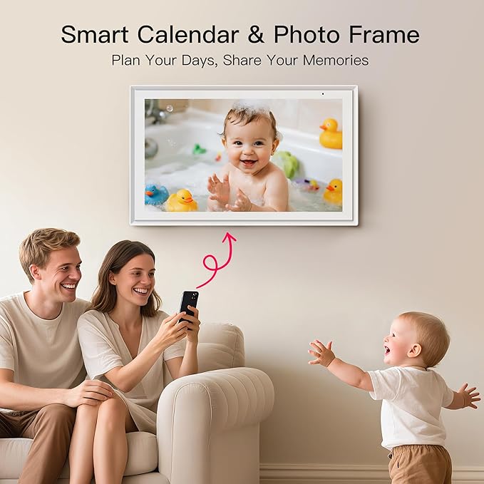 15.6 Inch Digital Calendar, Full HD Touchscreen Smart Planner for Family Schedules - Wall & Desk Mount, Great for Seamless Daily Planning & Household Organization, with LED Reminder Light