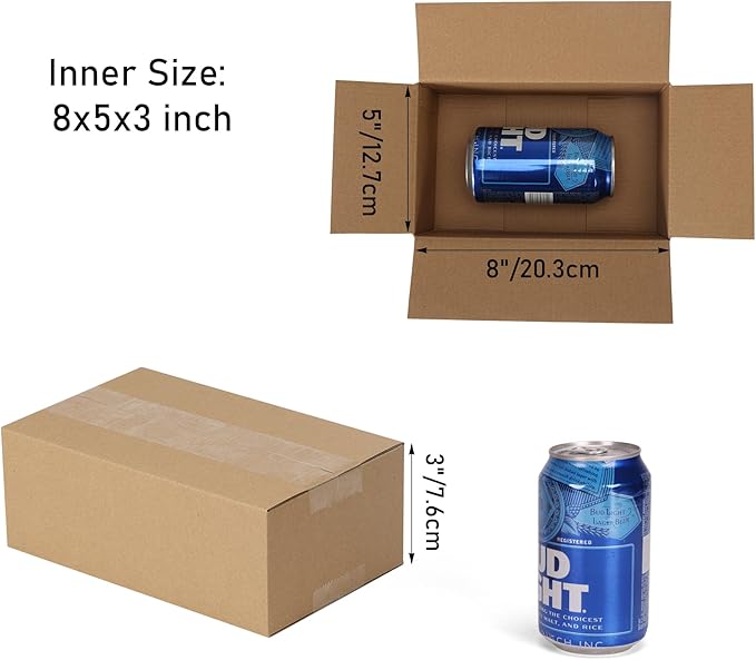 CRUGLA 40 Packs 8x5x3 Shipping Boxes for Small Business, Corrugated Cardboard Boxes Bulk for Shipping Packing Mailing