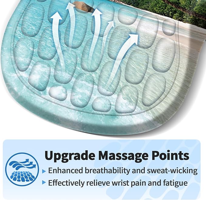 YIWEI Ergonomic Mouse Pad with Wrist Rest Support, Mousepad with Comfortable Memory Foam Wrist Rest and Non-Slip PU Base for Pain Relief, Computer, Laptop, Office, Home (Beach)