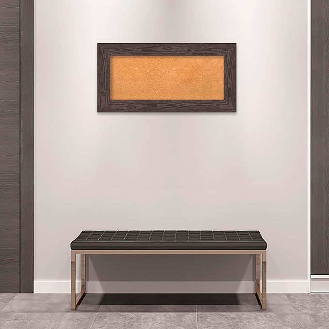 Amanti Art Natural Cork Board for Wall, 18x36 Vision Board with Black Wood Frame, Medium Corkboard Office Decor for Home Organization, Country Rustic Corkboard Pinboard to Display Items for Home