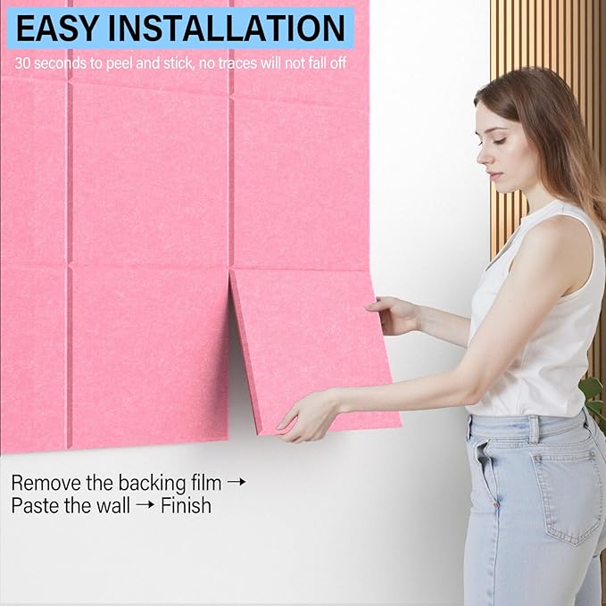 Large Cork Boards for Walls – 48 x 36 Self Adhesive Felt Wall Tiles, Ideal for Office Black Bulletin Board, Easy to Install Pin Board Photo Board