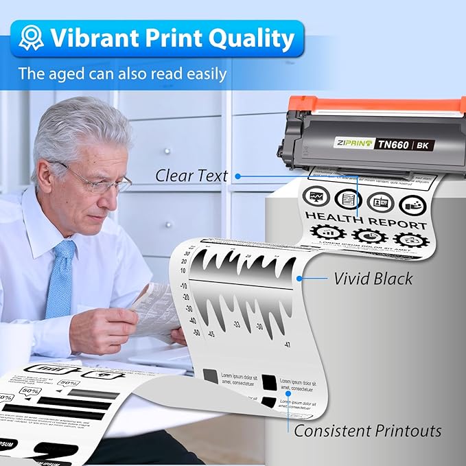 ZIPRINT 4-Pack TN660 Toner Cartridge Compatible with Brother Printer, TN-660 TN630 High Yield for HL-L2300D HL-L2305W HL-L2320D HL-L2360DW HL-L2380DW DCP-L2540DW DCP-L2520DW MFC-L2700DW MFC-L2740DW