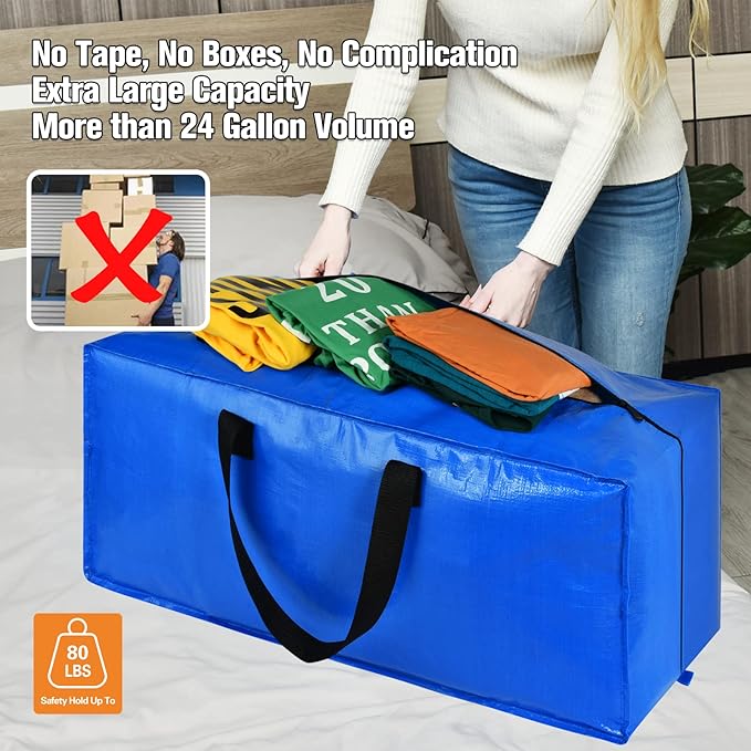 Moving Bags, Large Storage Bags Alternative to Moving Boxes, Moving Supplies for Packing, 10 Packs
