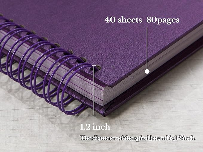 potricher 12 x 12 Inch Large Inch DIY Scrapbook Photo Album 80 Pages Thick Kraft Blank Purple Paper Memory Book for Wedding and Anniversary Family (Purple, 12 Inch)
