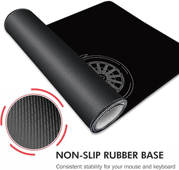 Galdas Gaming Mouse Pad XXL XL Large Long Extended Big Mousepad Non-Slip Rubber Keyboard Mouse Pad with Stitched Edges for Laptop Home Office (31.5x11.8x0.08 Inch) … (Motor)