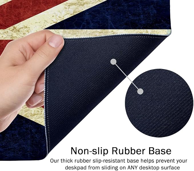 SSOIU Extended Gaming Mouse Pad (35.5x15.7 in), Large Non-Slip Rubber Base Mousepad with Stitched Edges, Waterproof Keyboard Mouse Mat Desk Pad for Work, Game, Office, Home - Flag of England