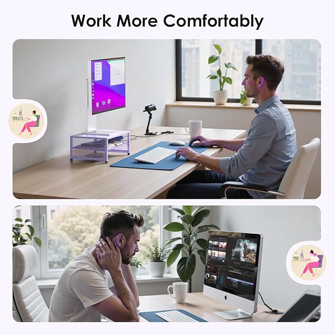 Computer Monitor Stand Riser, Desk Organizers and Accessories, Printer & Laptop Stand, Office Desk Accessories & Desktop Workspace Organizers for Office Supplies (Purple)