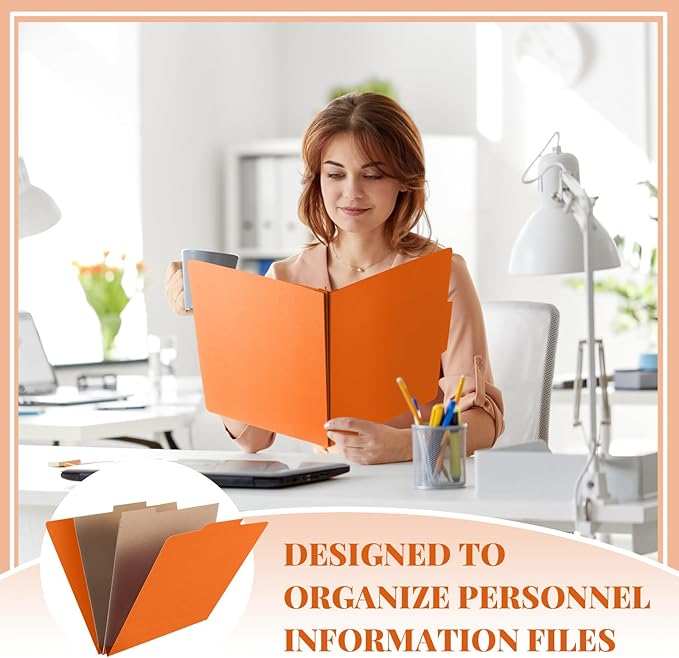 Skyygemm 36 Pcs Classification Folders Letter Size, 2 Pocket Dividers Pressboard File Folder with Fasteners, Expanding File Organizer Bulk for Teachers, Clergy, Office, Church, Christmas (Orange)