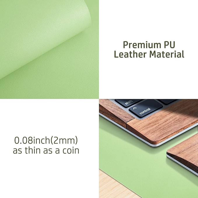 Aothia Leather Desk Pad Protector, Mouse Pad, Office Desk Mat, Non-Slip PU Leather Desk Blotter, Laptop Desk Pad, Waterproof Desk Writing Pad for Office and Home (36" x 17", Foam Green)