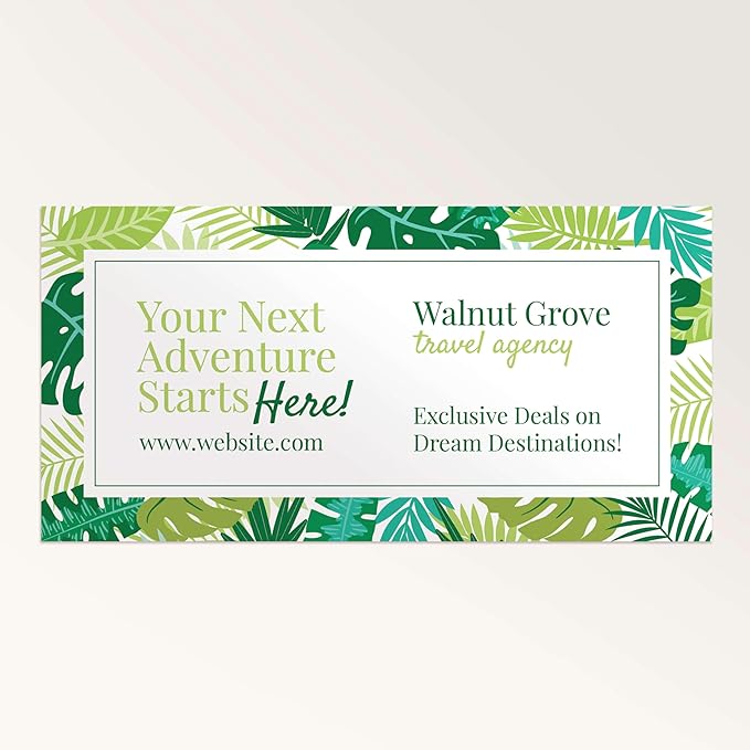 Staples Custom Scrim Vinyl Banner - 96W" x 24L" Quote Banner with 4 Grommets - Durable Outdoor Sign for Events, Promotions, and Business Advertising (Palms)