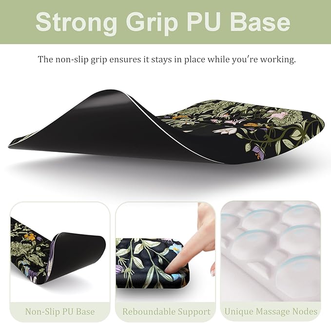 Ospelelf Ergonomic Keyboard Wrist Rest and Large Mousepad with Wrist Rest Support for Computer, Gaming, Flower