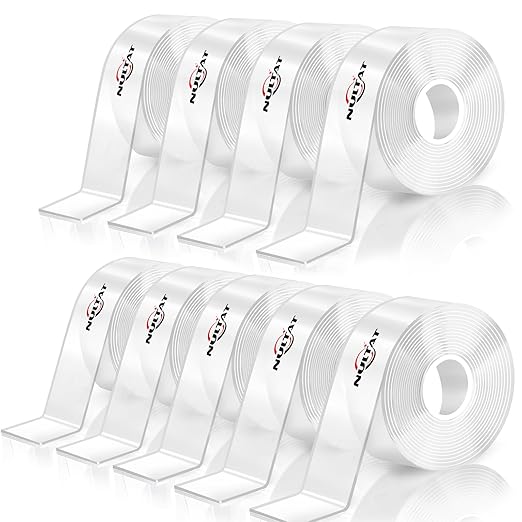 Strong Double Sided Tape Heavy Duty Double Sided Tape for Walls, Clear & Tough Double Sided Mounting Nano Tape, Removable Adhesive Wall Tape for Hanging Picture, Poster, Carpet (90FT)