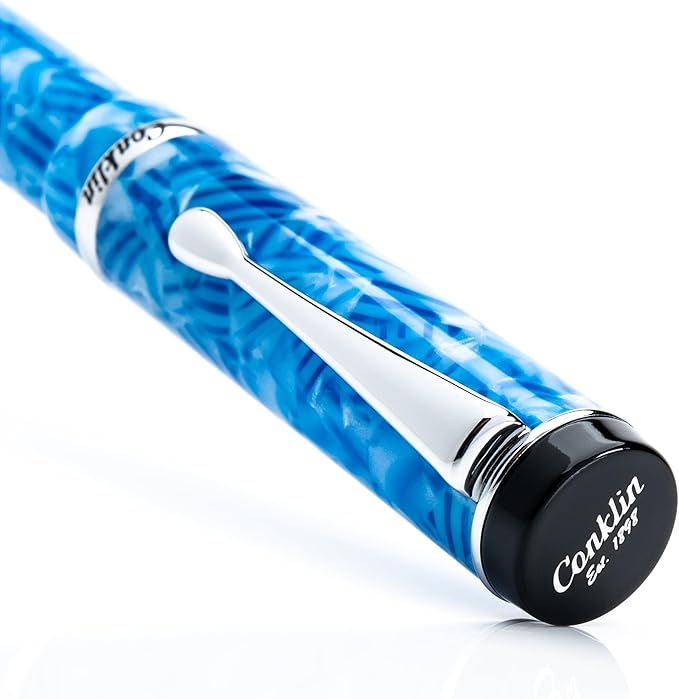 Conklin Duragraph Fountain Pen Ice Blue - Fine Nib, Elegant Writing Instrument with Cool Blue Finish