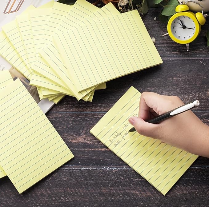 (6 Pads) Sticky Notes 4X6 in Yellow Stickies Super Sticking Power Memo Pads Strong Adhesive