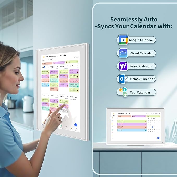 Canupdog 15.6 Inch Digital Calendar, Electronic Planner & Chore Chart with 1920x1080P IPS Touchscreen, Task Rewards System, Interactive Display for Family Schedules, Christmas Gifts for Women Mom