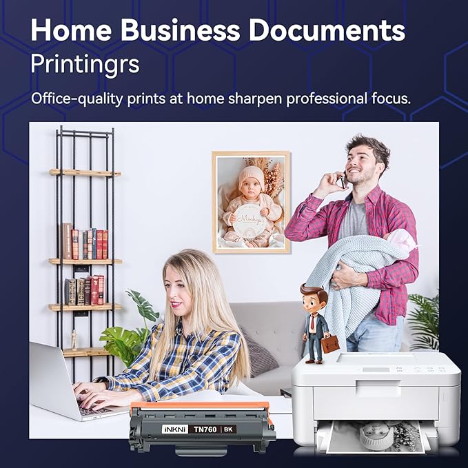InkNI TN760 - Compatible Toner Cartridge Replacement for Brother TN-730/TN-760 730 TN-760 for MFC-L2710DW MFC-L2750DW DCP-L2550DW HL-L2350DW HL-L2395DW HL-L2370DW (4 Pack)