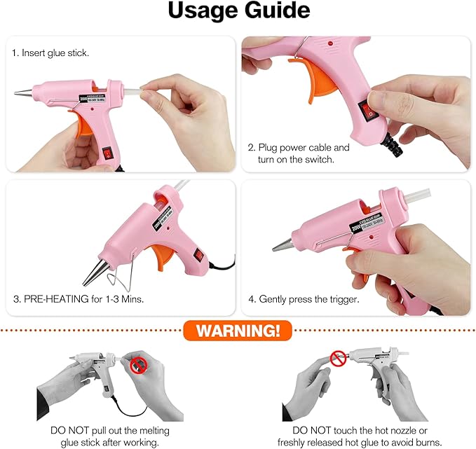 Mini Hot Glue Gun, Hot Melt Gun with 30 Glue Sticks for Arts Crafts, Mini Glue Gun Kit for Kids School Craft and Quick Home Repairs (Multicolored, 20W, 8 Pieces)