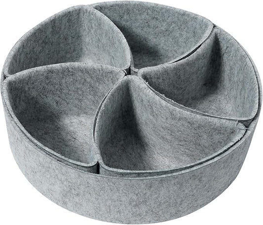 Felt Desk Drawer Organizer Tray,8 Pack Office Desk Drawer Dividers,Felt Drawer Round Storage Box For Saving Space,Makeup Drawer Organizer Bins.(Light Gray)