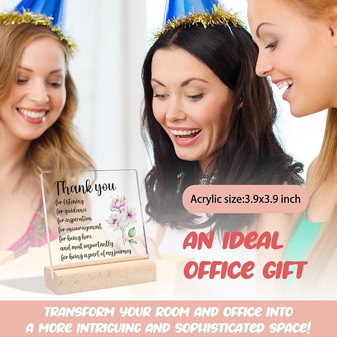 Thank You Gifts for Women, Teacher Appreciation Gifts Clear Desk Decorative Sign With Wooden Stand, Leaving Job Gifts Goodbye Farewell Gifts for Coworkers Appreciation Gifts for Teachers Friends Nurse
