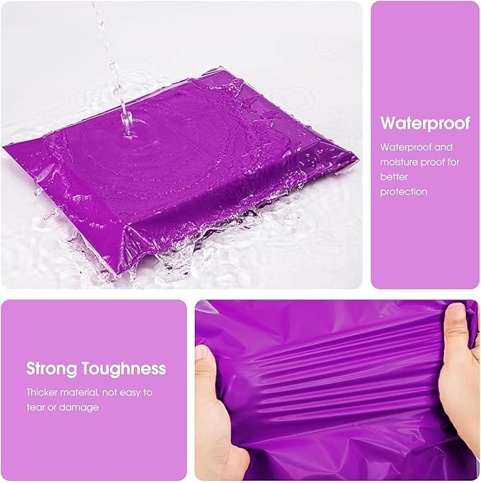 Metronic Poly Mailers 12X15.5 500Pack, Strong Adhesive Shipping Envelopes for Clothing, Waterproof Shipping Bags for Small Businesses, Flexible Mailers Poly Bags Packages Bags Purple