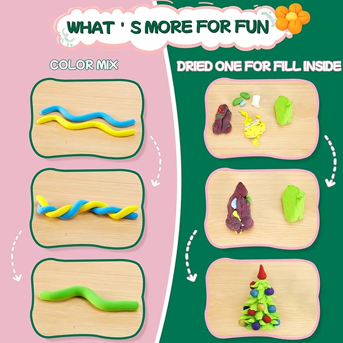 Chico Land Clay Kit - 48 Colors Air Dry Clay, Gift for Boys & Girls Age 4+ Year Old, DIY Model Modeling kit for Kids, with Sculpting Tools, Decoration Accessories, Kids Art Crafts