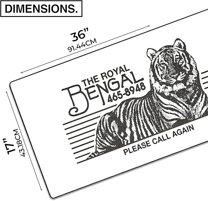 MPCO. OZGMX Large Gaming Desk Pad - 36" x 17" Aeroglyde Fabric Royal Bengal White Desk Mats - Non-Slip, Washable, Smooth Glide for Precision Gaming & Work