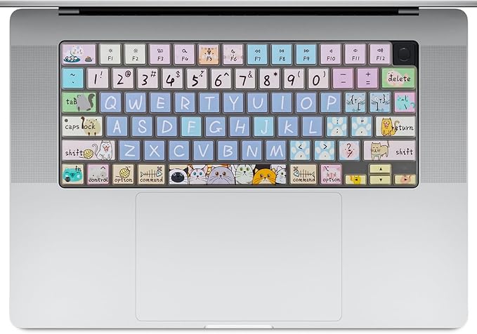 Keyboard Cover Skin for 2021-2024 MacBook Pro 14/16 (A2442 A2485 A3112 A3401 A3403 A2992 A2779 A2780 A2991 A2918 M1/M2/M3 M4) & MacBook Air 13.6''/15'' (A2681 A3113 A2941 A3114),Cute Cat