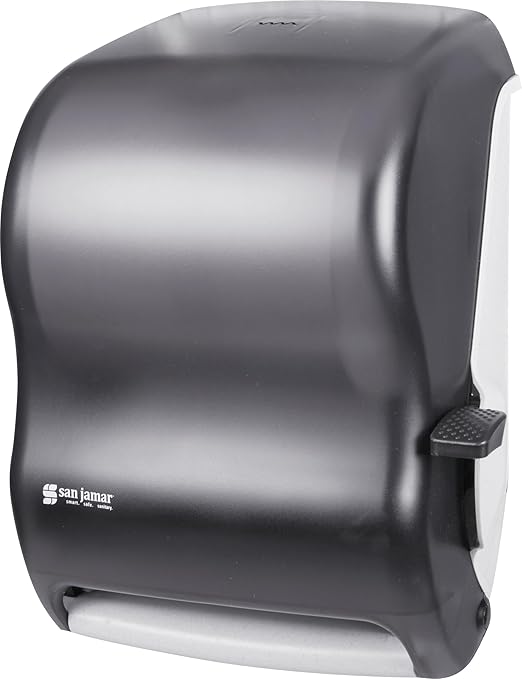 San Jamar Classic Paper Towel Dispenser with Lever for Bathroom, Kitchens, Restaurants, and Cafeterias, Plastic, For Universal 800' 8" Rolls, Black Pearl