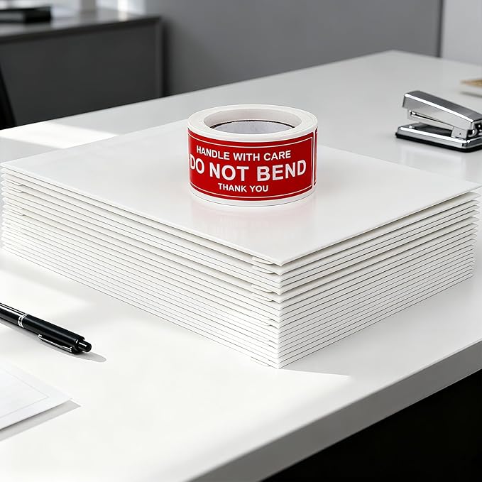 100 Pack 5x6.95" Rigid Mailers Cardboard Envelopes, 400GSM Photo Mailers Shipping Envelope with "DO NOT BEND" Labels, Small Stay Flat Self Seal Document Envelope for Trading Cards- White