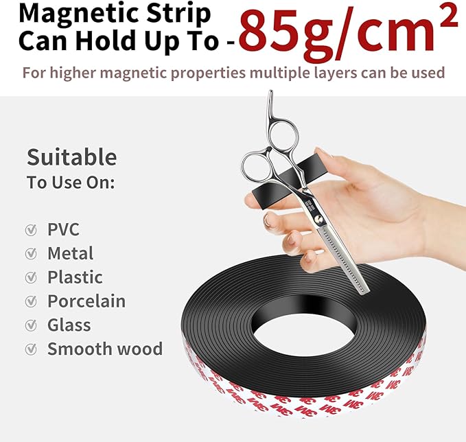 Magnetic Tape - 32 ft x 1 inch Magnet Strip Tape Roll with Strong Adhesive Backing for Kitchen, Office, School Organization, Whiteboards,Fridge(0.07" Thick) 2 Pack
