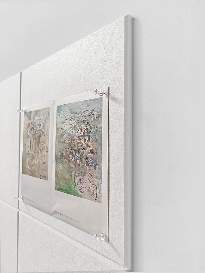 Large Cork Board Alternative - 12-Pack Felt Wall Tiles with Safe Removable Adhesive Tabs, Cork Wall Tiles Bulletin Board Home Office Essentials - Warm White