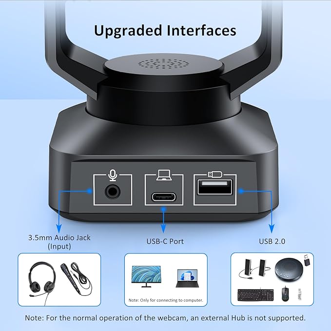 Zoom Certified, NexiGo N990 (Gen 2) 4K PTZ Webcam, Video Conference Camera System with 5X Digital Zoom, Sony_Starvis Sensor, Position Preset, Dual Stereo Mics, 3.5mm Audio Jacks for External Mics