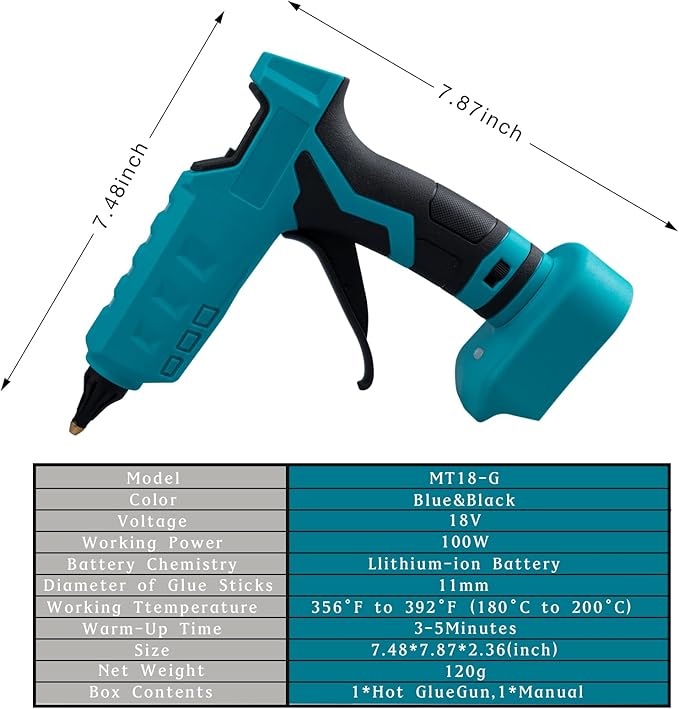 Cordless Hot Glue Gun Compatible with Makita 18V Battery, Mellif Handheld Electric Power Glue Gun Full Size for Arts & Crafts & DIY with 20 0.43" Glue Sticks (Tool Only)